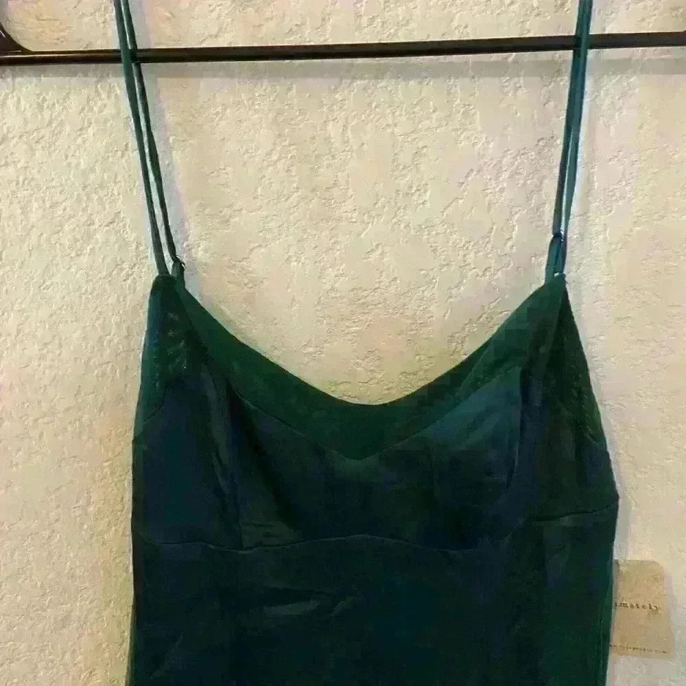 Free People Intimately Free City Cool Slip Fairy Dress Mesh In Evergreen Size S - Picture 6 of 12